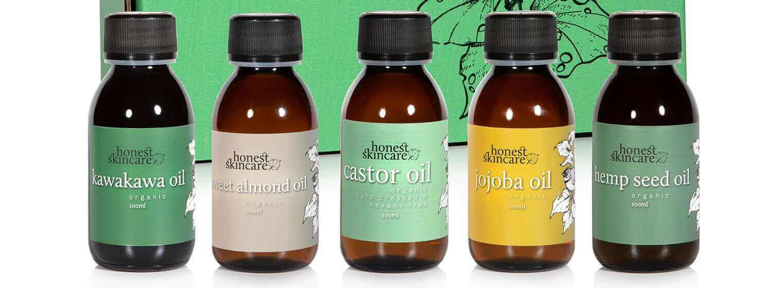 Oil Sampler - Organic Castor Oil, Kawakawa, Jojoba, Hemp Oil, Sweet Almond Oil