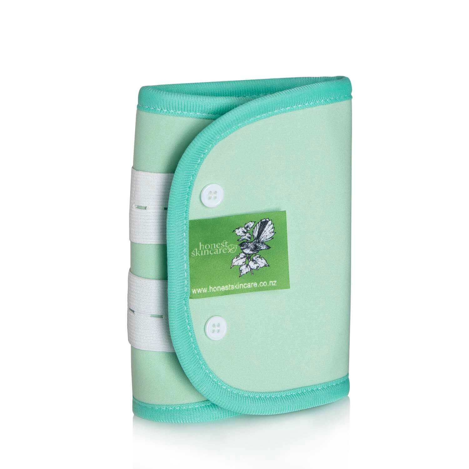 honest skincare Green joint wrap with a brand label on a white background