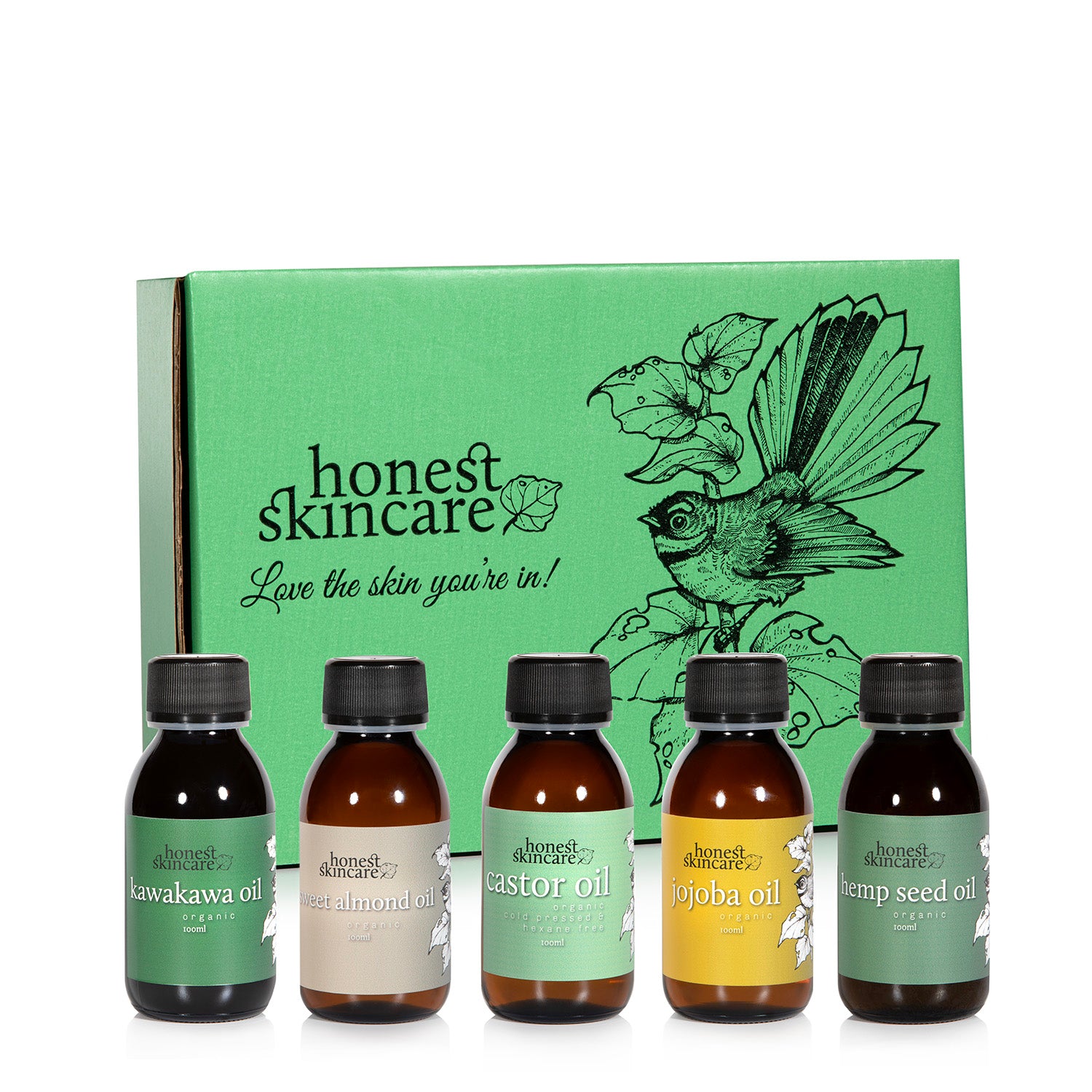 Oil Sampler - Organic Castor Oil, Kawakawa, Jojoba, Hemp Oil, Sweet Almond Oil