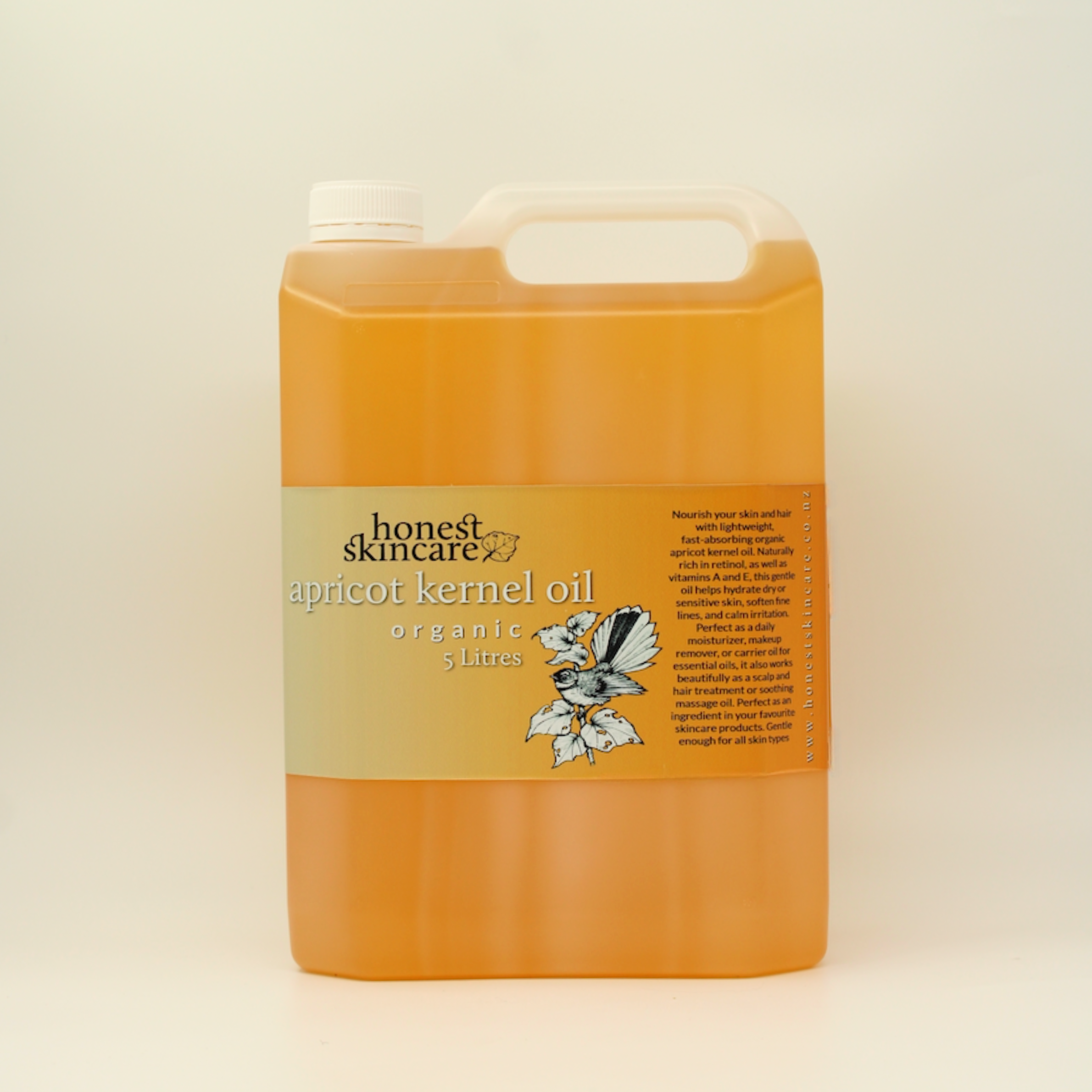 Organic Apricot Kernel Oil, sizes 500ml, 1 litre and 5 litres